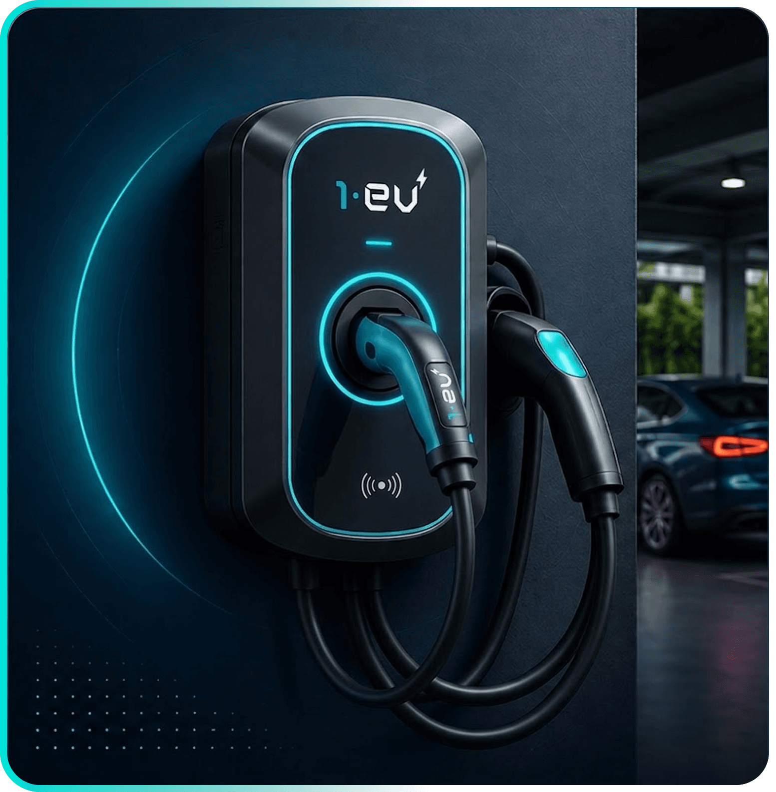 1EV smart AC charger installed in a garage