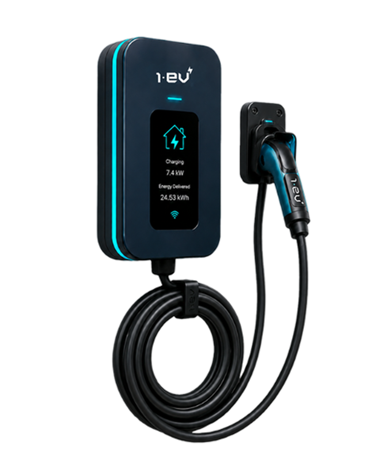 1EV AC charger with coiled charging cable